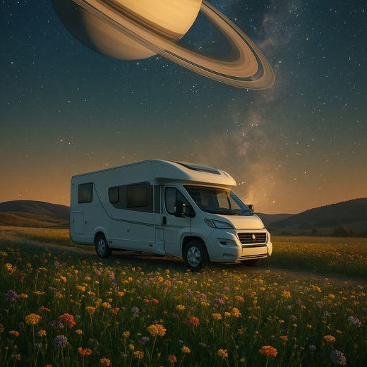 autocaravana en un cielo nocturo
